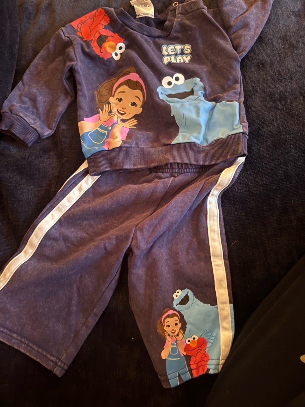 Ms. Rachel and Sesame Street 'Let's Play' Pajama Set navy blue unisex